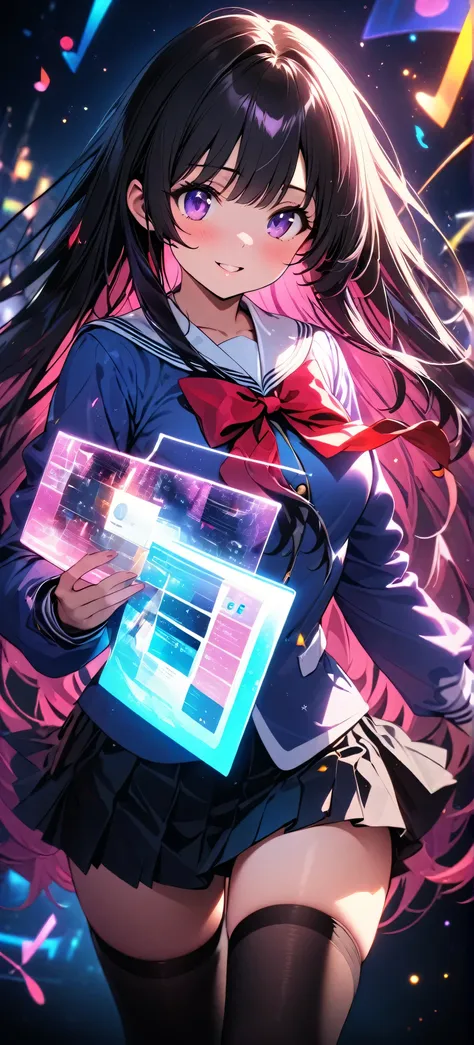 anime girl with long hair holding a box of candy