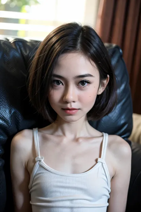 ((lie down)), (wearing swimsuit), (((shorthaircut style hair ))), masutepiece, high quality, uhd 32k, realistic face, realistic ...