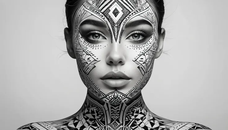 a woman with a black and white pattern on her face, stunning digital art, complicated digital art, 3 d digital art, 3d digital art, complicated digital artwork, Advanced 3D digital art, amazing detailed digital art, digital complicated art, Detailed 3D dig...