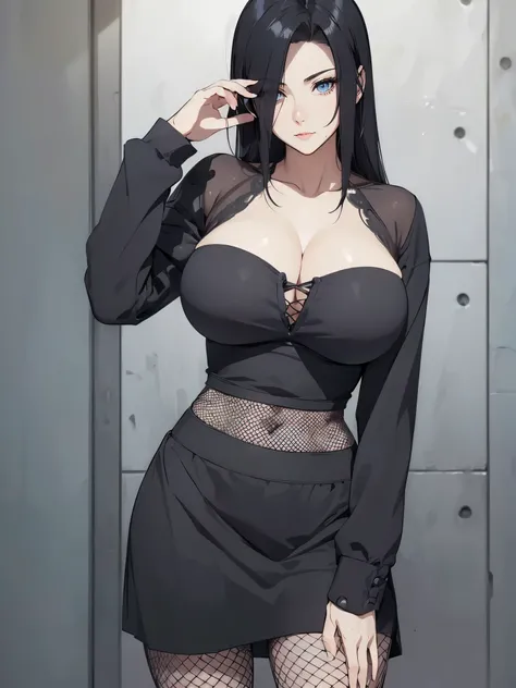 ((1girl, solo)), mikoto uchiha, large breasts, beautiful body, (perfect anatomy, perfect body, perfect hands, perfect legs), nice hands, natural proportions, sexy body, standing, cowboy shot BREAK 

((extremely detailed face)), (black eyes:1.5),  (beautifu...