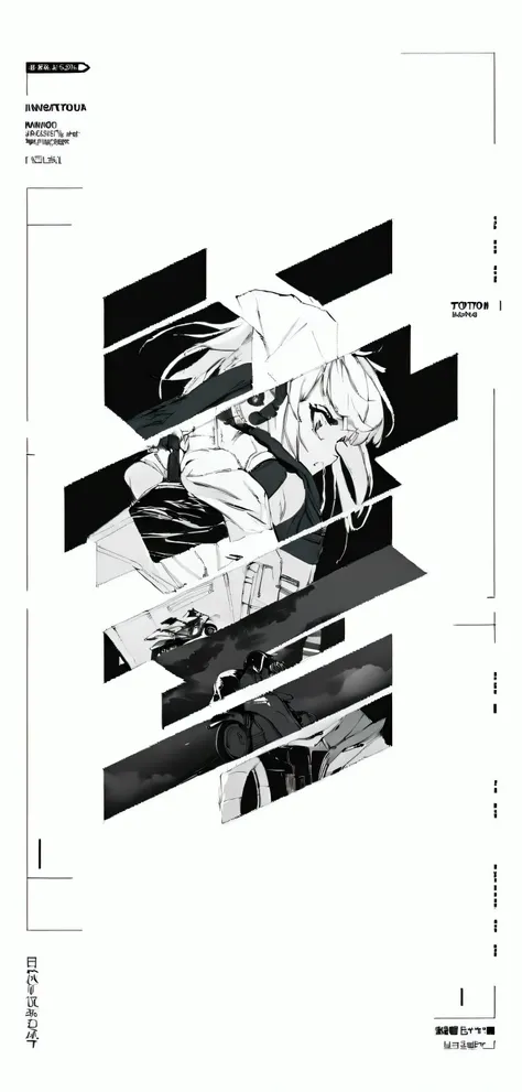 a black and white drawing of a motorcycle with a rider, black and white manga page, black and white manga style, from arknights, inspired by Krenz Cushart, black and white manga comic, black and white manga, black and white manga panel, tsutomu nihei style...