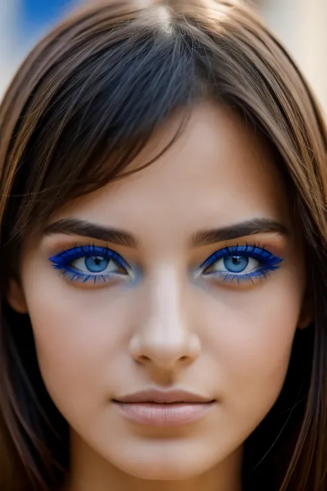 Jeune femme brune aux yeux bleus en sous vetement 