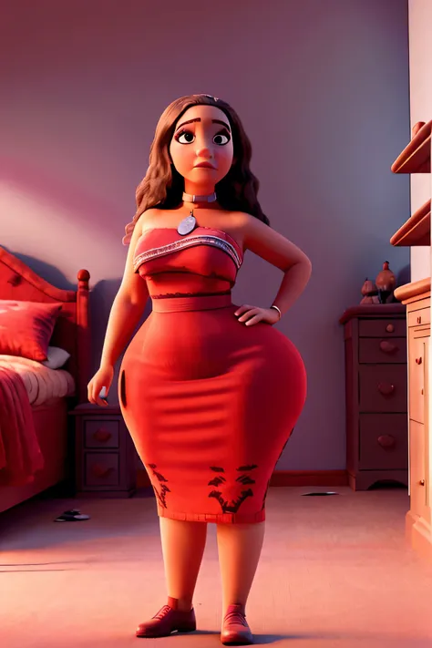 young. shortstack. thicc. choker. pencil dress. bedroom. standing up