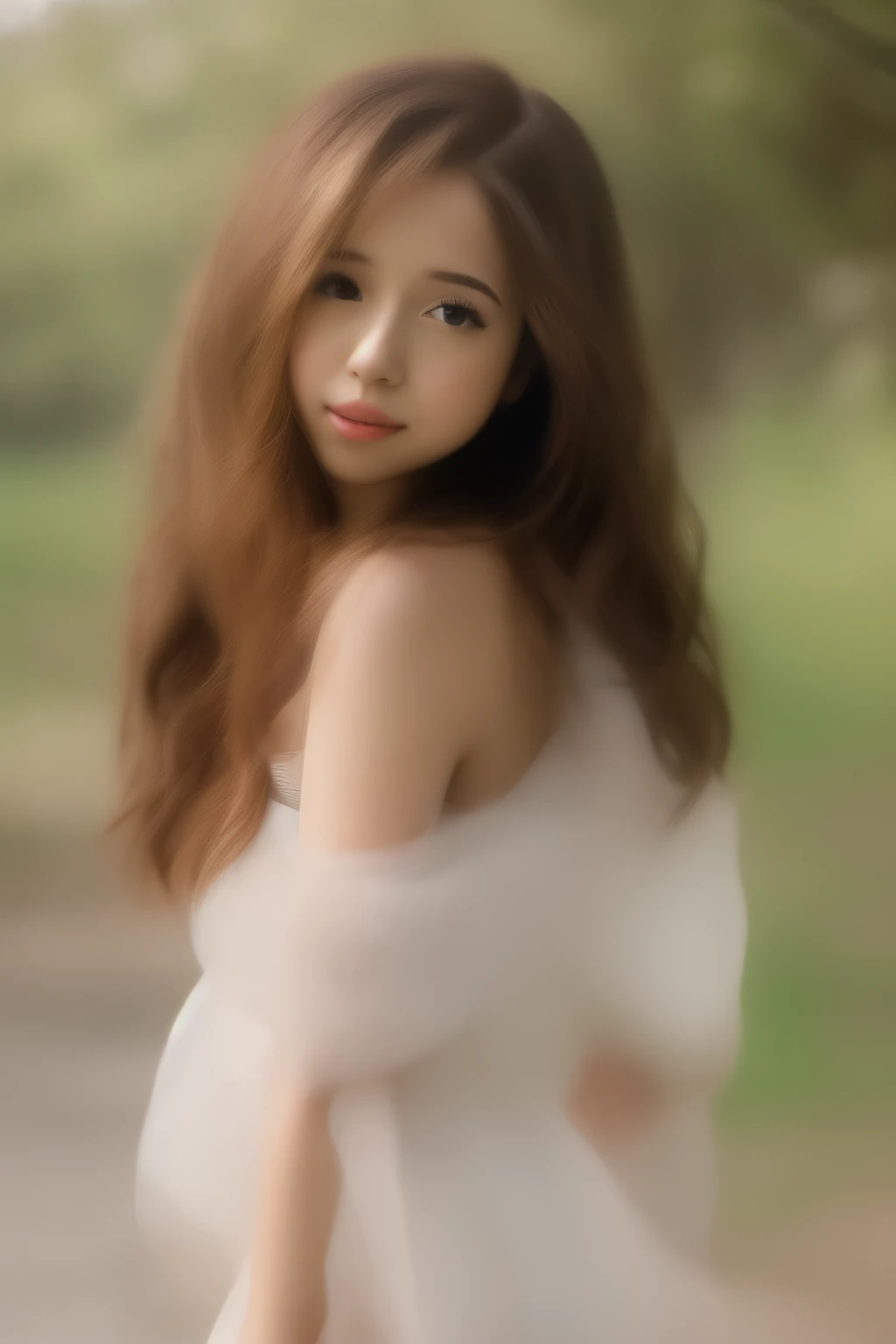 realistic portrait photo of beautiful pkmn, outdoor, natural light, of pokimane nude