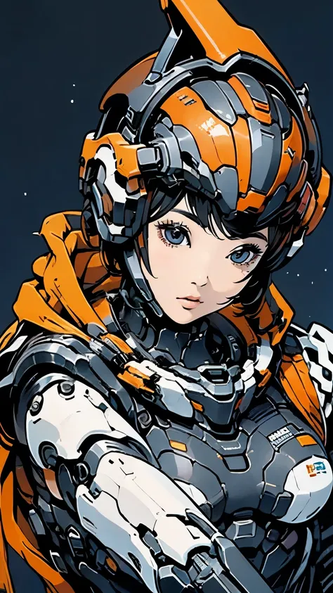 Android Combat Suit、Upper Body、Close-up、Beautiful woman、Black Hair、Bobcut、Dynamic Model Poses、Carrying a sword、Moderate bust、scenery、The future will、Mecha Warrior、masterpiece、Highest quality