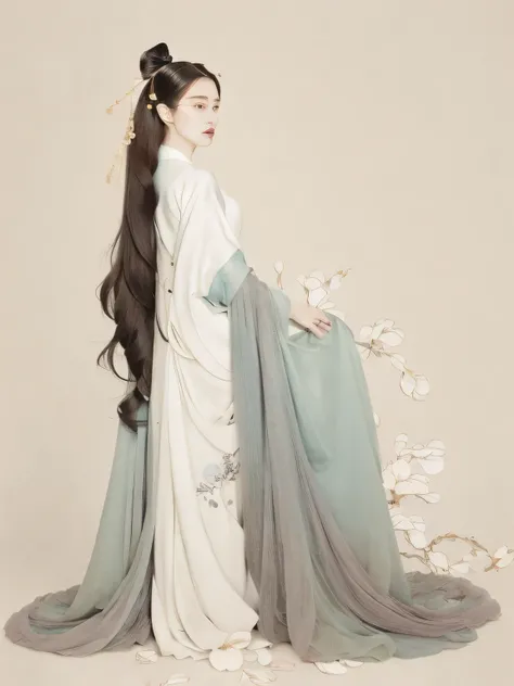 (1 Girl:1.4),Solitary, Gorgeous， Extremely detailed,(Joshua Middleton Comic Cover Art:1.1), (action:1.2),(Concretism:1.2),(Hyperpolarization:1.5),rich and colorful,The most detailed,white gray background, White Hanfu, Pastel colors， (masterpiece, Top quali...