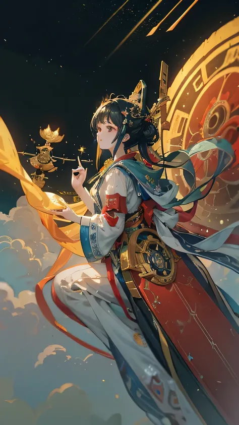 (((masterpiece))), (((Highest quality))), ((Very detailed)), (Highly detailed CG illustrations), ((Very delicate and beautiful)),(From the side),Cinematic Light,A girl climbs into the cockpit、Black Hair、long、Boarding a small spaceship，In the cockpit，Starry...