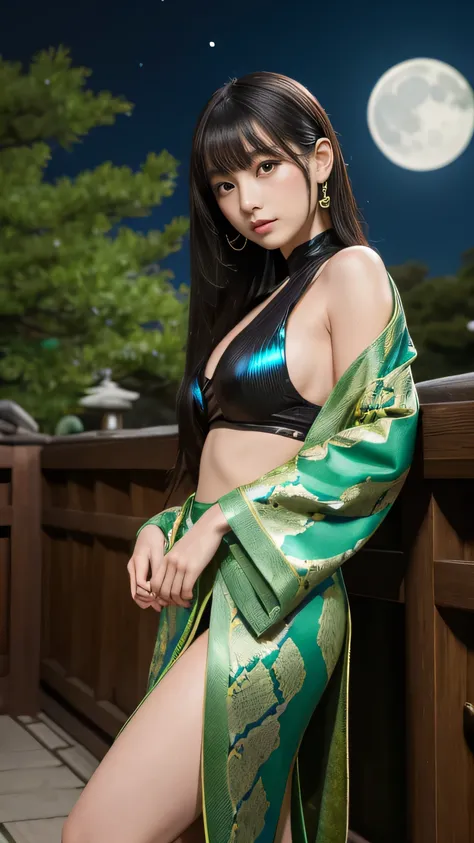 **Prompt:** Create an ultra-realistic 8K resolution image of a Basilisk reimagined as an ultimate Japanese girl while retaining the iconic features of the legendary serpent. The girl has long, silky black hair with iridescent, scaly highlights resembling a...