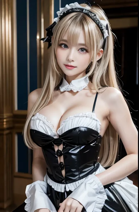 masterpiece, Highest quality, Very detailed, High resolution, High resolution, sexy mana, Chobitsu, What is, Emotionless,, One person, sexy mana, alone, bangs, Exposing shoulders, chest, Brown eyes, Clamp (Circle) (style), Platinum Blonde Hair, Very long h...