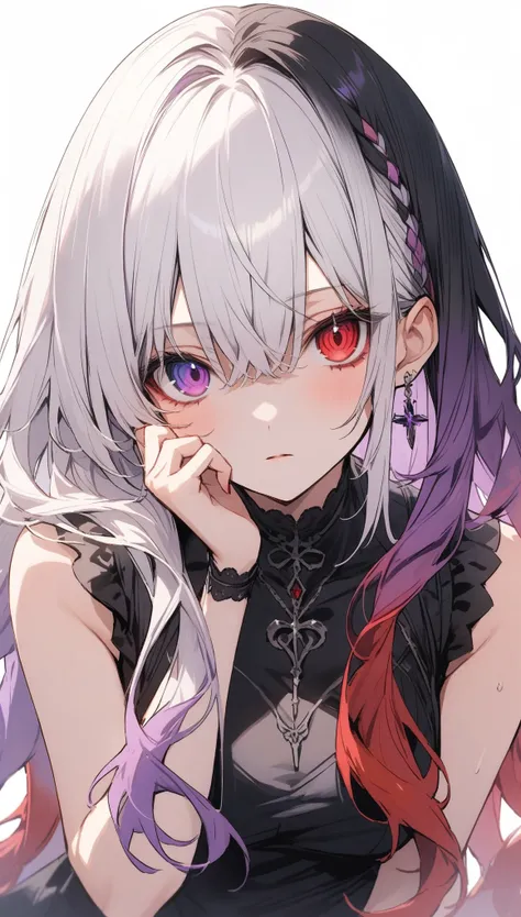 ((完璧な悪魔のPurple and red eyes)) , ((Purple and red eyes)) ,((Heterochromia iridis))、Expressionless