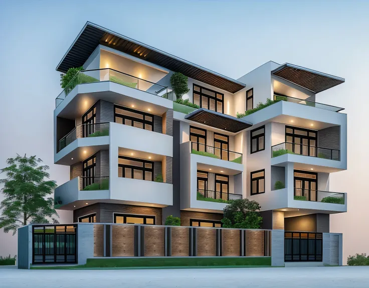 1 morden house, coffee space:1.4, main material by white wall and wood, large yard, 1 road runs in front of the house, (RAW photo, real, best quality, masterpiece:1.2), look modern minimalist, 1 road in front of the house, shime ring light, light brighten...