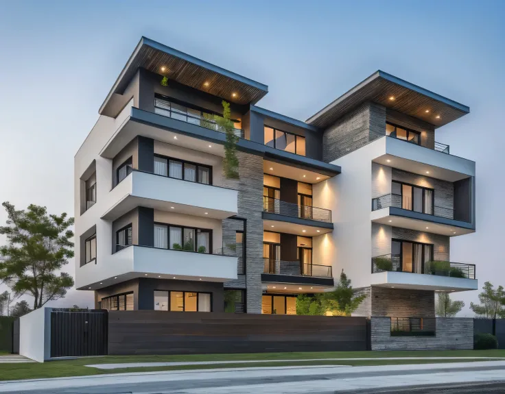 1 morden house, coffee space:1.4, main material by white wall and wood, large yard, 1 road runs in front of the house, (RAW photo, real, best quality, masterpiece:1.2), look modern minimalist, 1 road in front of the house, shime ring light, light brighten...
