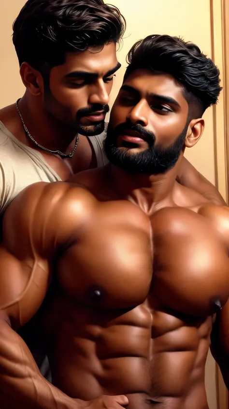 Indian gurjar gay couple doing sucking chest nipples by mouth.