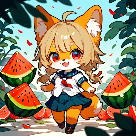 school uniform, furry, melon, chibi, anthro (score_9,score_8_up,score_7_up,score_6_up,score_5_up,score_4_up)