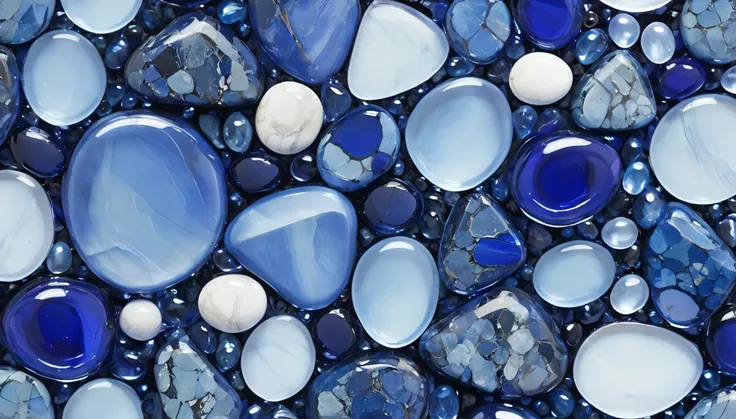 abstract glass pattern, indigo, marble，lots of stones，