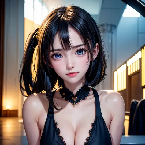 One Girl，(とてもcute少女:1.3)，masterpiece，Highest quality，High resolution，Symmetrical，Straight，Photorealistic，RAW Photos，Ray Tracing，Physically Based Rendering，beautiful girl，(:1.3)，cute，Big eyes，(detailed pupils:1.2)，(The face is facing straight ahead:1.3)，Bod...