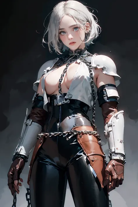 (((Tall Woman))), (High resolution), (Highest quality), (masterpiece), ((High resolution, 4K)), detailed, Super detailed, Complex details, androgen, ((Slime creature)), ((alone_Concentrated)), ((Slime)),  Silver Hair, short hair, mature, beautiful, ((whole...