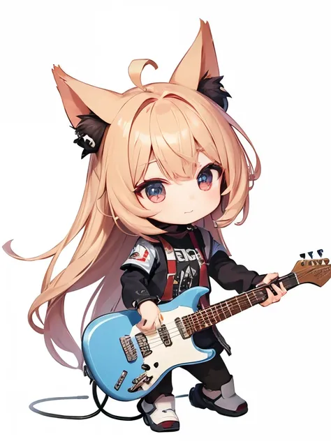 (((Metal Band)))、Cute and soothing character、A chibi character playing the electric guitar at high speed、A beautiful depiction using tens of thousands of colors、masterpiece、Ultra HD、super high quality、8k