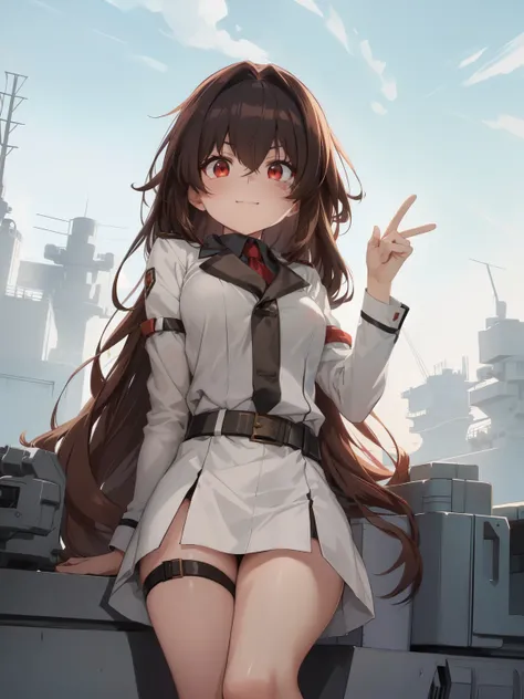 anime character with long brown hair and red eyes, anime visual of a cute girl, anime visual, konpeki no kantai, rb6s), 8k, Highly Detailed, Masterpiece, source_anime, best quality, beautifully detailed eyes and beautifully detailed hair, 1girl, solo, Anim...