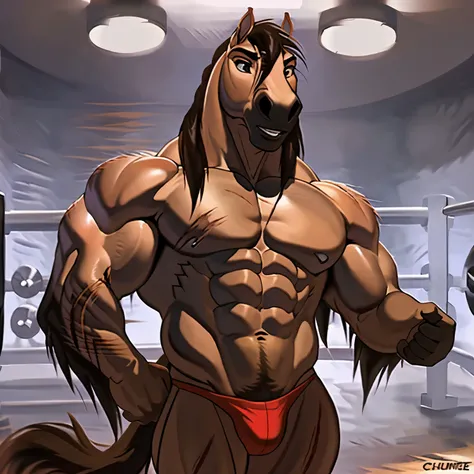 4k, High resolution, Best Quality, perfect colors, perfect shadows, perfect lighting, Published in E621, correct body proportions, (soft and realistic colors), hairy body, Alone, Anthro male stud, (middle aged:1.6), longitud total, equine hooves, brutal, H...