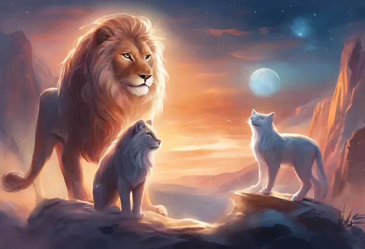 The Lion and the Pallas cat and wolf