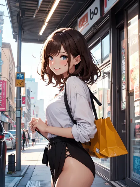 ((masterpiece)), ((best quality)), (ultra-detailed), ((kawaii)), cute, (lovely), ((extremely detailed)), 4K, (8K), best quality, (beautiful), photorealistic, body shot, dynamic pose, urban, summer day, young woman, a cute girl, 1girl, solo, college student...