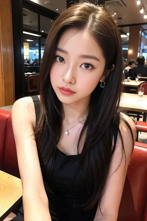 dans un restaurant coreen, les cheveux brun foncé、yeux marron clair、actrice japonaise、 Dame、j&#39;ai environ 40 ans..........、(détails complexes:1.2)、(Quel est le top??????????:1.4)、 (Ultra haute résolution:1.2)、Ultra haute résolution、(réglage précis)、(tra...