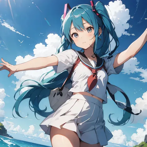 Hatsune Miku、An illustration、Short-sleeved sailor suit