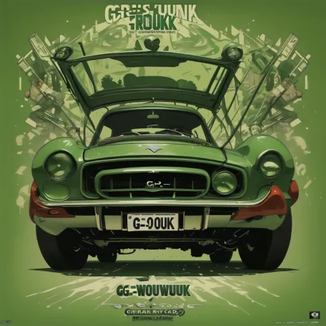 G - Funk hip hop album cover, green background, let the green car run