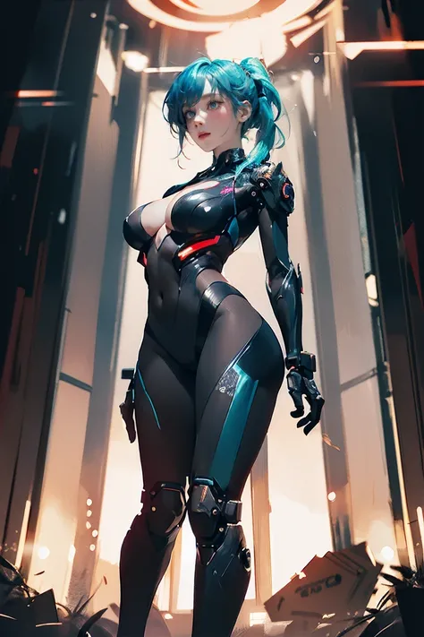 ((Highest quality)), ((masterpiece)), (detailed:1.4), (((Translucent with mechanical parts and transparent skin++Rainbow colored aurora material++、++Grey carbon material++Cyberpunk beauties))), ((Wide open chest)), Hip and thigh skin, Ticker (High Dynamic ...