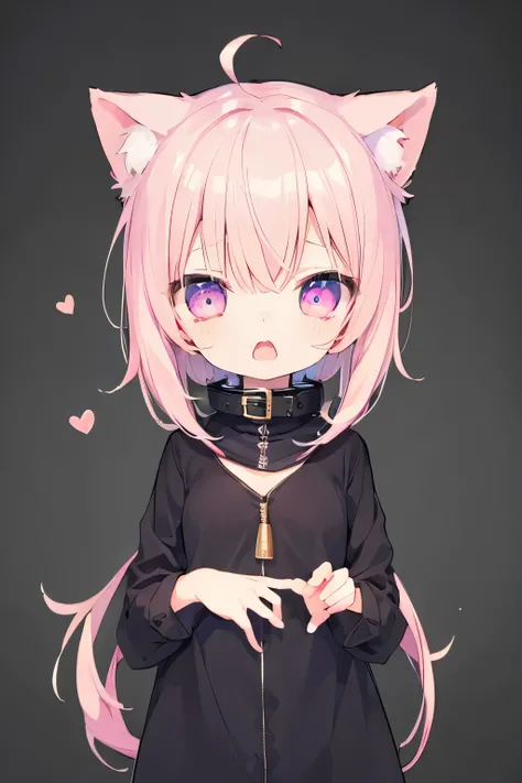 NSFW,((orgasm))、Light pink hair、Putting on a collar、Elementary school girl、Very beautiful and Shining Eyes、Shining Eyes、1 person、Cat ear、(((((Small body)))))、heart❤