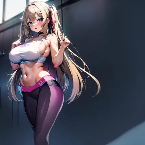 anime girl with long hair and blue eyes posing in a gym, seductive anime girl, anime style 4K 円, anime! 4K, anime! 4K 円, anime girl, attractive anime girl, tits, anime girls, best anime 4K konachan wallpaper, ecchi anime style, (anime girl), beautiful anim...