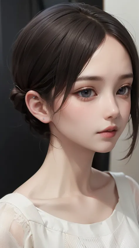 (masterpiece、Realtic、masterpiece,Very detailed,Highest quality,8k,CG,shape,shaving:1.0),(one person&#39;s:1) 、Dark Room、Bedroom、sexy gestures and faces、sexy, jyojifuku,nurse、Big Breasts, Cleavage、latexのnurse uniform、Lying in bed