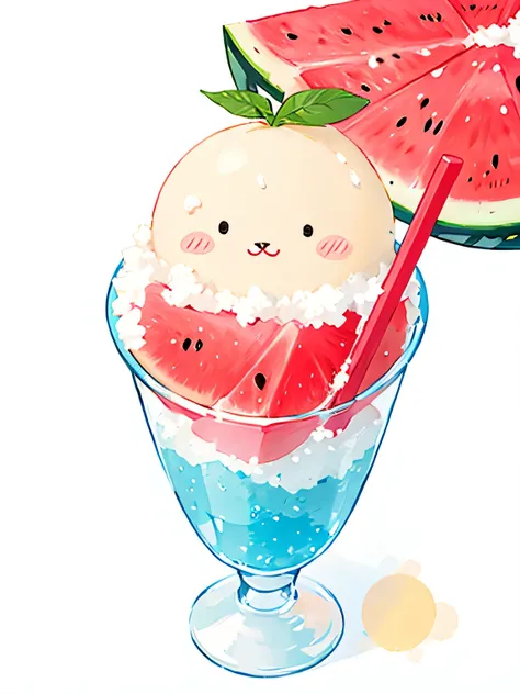 Micho style, Kawaii Design, Watermelon shaved ice