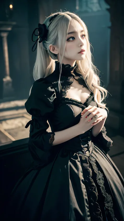 **Prompt:** Create an ultra-realistic 8K resolution image of a Japanese girl embodying the essence of Ittan-Momen, a mythical creature from Japanese folklore, transformed into the ultimate Gothic Lolita (Gosuloli) figure. The girl’s outfit is a striking co...