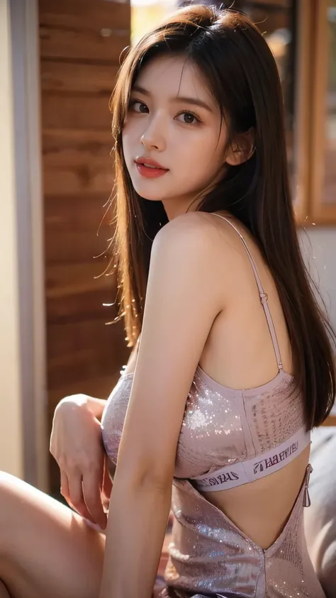 (8k, RAW Photos, Highest quality, masterpiece: 1.2), (Realistic, Realistic: 1. 37), Ultra-high resolution, 1 person, cute, Browser warnings, Highest quality, masterpiece, 8k, Droopy eyes, big , Beautiful breasts, Plain background, Show off your breasts, Mo...