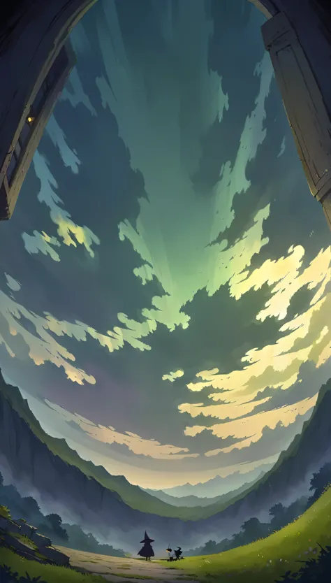 ultrawide landscape aesthetic,Studio ghibli inspired aesthetic, No People ,Witchy room