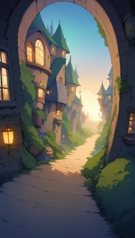ultrawide landscape aesthetic,Studio ghibli inspired aesthetic, No People ,Witchy room