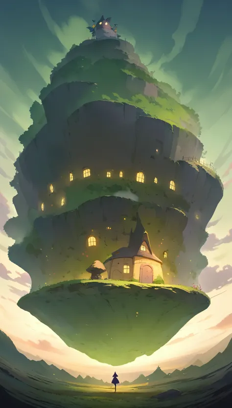 ultrawide landscape aesthetic,Studio ghibli inspired aesthetic, No People ,Witchy room