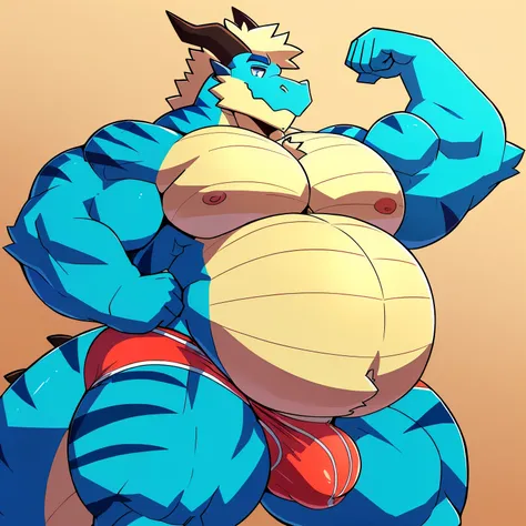 ((Solo)), 1 boy, male, very largest, ((bara)), buff, extremely thickened overweight body, ((((1500 pounds)))):2, (((massive fluffy belly))), (((massive thighs, massive curves, massive pecs, massive biceps))):2.5, ((((blue)))), ((hunky)) (((dragon))) with, ...