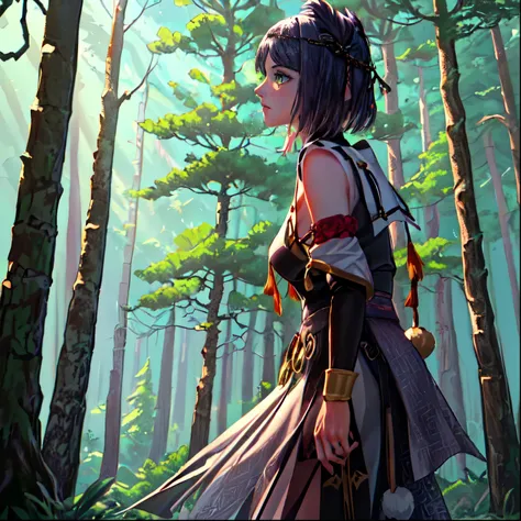 arafed woman in a forest with a bow, 2. 5 d cgi anime fantasy artwork, forest hunter lady, alena aenami and artgerm, portrait of...