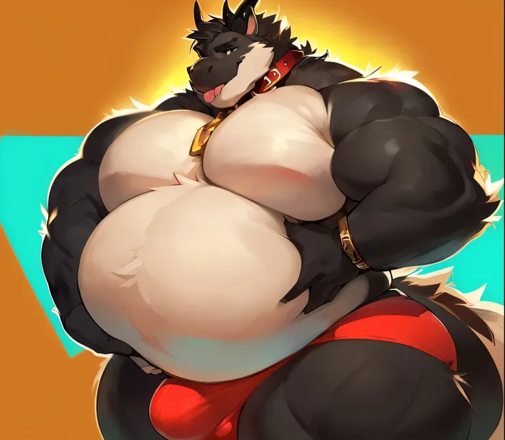 Profile picture of a ((Solo)), 1 boy, male, very largest, ((bara)), buff, extremely thickened overweight body, ((((1500 pounds)))):2, ((((((massive fluffy belly)))))):1.5, (((((massive thighs, massive curves, massive pecs, massive biceps))))):2.5, ((((blac...