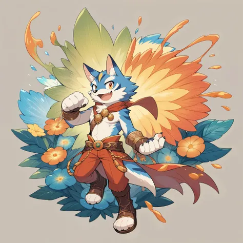 rating_safe, score_9, score_8_up, score_7_up, score_6_up, score_5_up, score_4_up, hires, source_furry, rzminjourney, vector-art, by Alfons Mucha(kemono, furry anthro)logo mark, round, colorful ink splash flower,