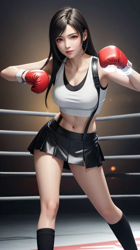 8k,masterpiece, Highest quality,big, (1 person), Tifa Lockhart, red_eye, Black Hair, Long Hair, Professional Lighting, (Glowing Skin: 1.2), shiny big, ((Highest quality)), Sharp focus: 1.2, Highly detailed face and skin texture, detailed eye, Perfect Face,...