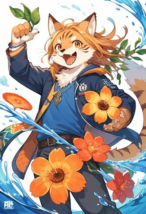 rating_safe, score_9, score_8_up, score_7_up, score_6_up, score_5_up, score_4_up, hires, source_furry, rzminjourney, vector-art, by Alfons Mucha(kemono, furry anthro)logo mark, round, colorful ink splash flower,