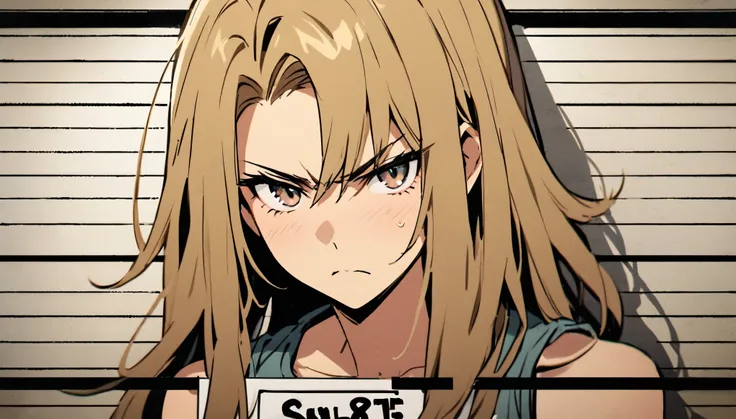 Suit, girl, serious, mugshot, 2, tank top