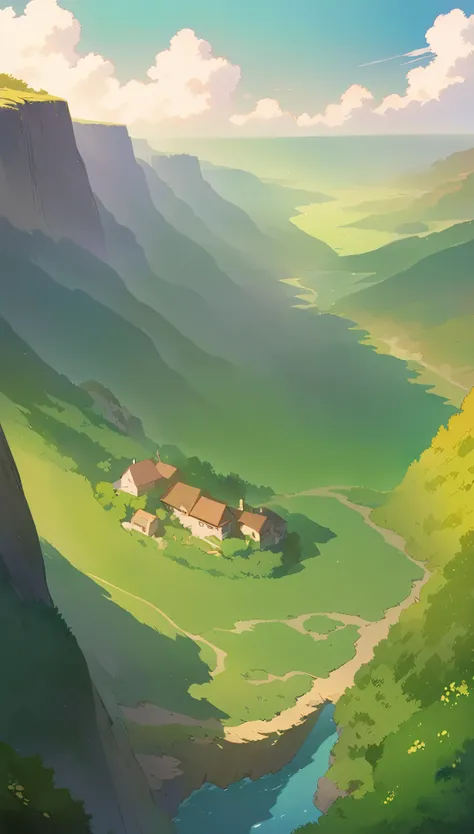 ultra-wide landscape aesthetics,summer dream ,studio ghibli aesthetics, no people