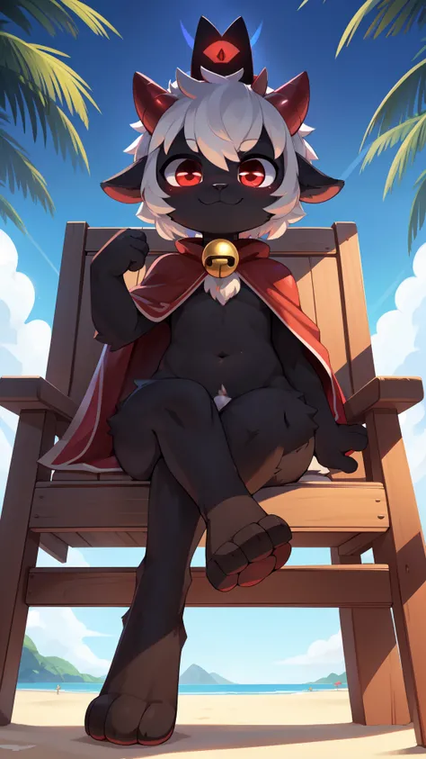 score_9,score_8_up,score_7_up, source_cartoon, source_furry, Furry shota, lamb, "Cult of the lamb", red eyes, (black body fur), black nose, small horns, white hair, spiky hairstyle, short hair, full body, detailed body fur, detailed body, detailed eyes, gl...