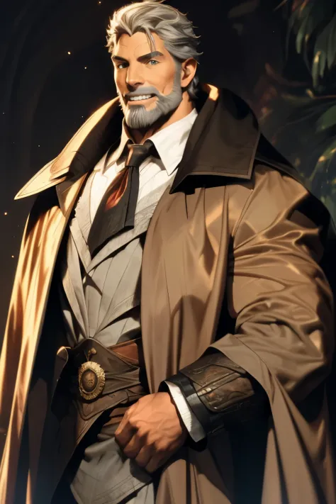 1man, vampire, handsome, pale grey skin, prominent muscular body, seems longer fangs, smile, shining red eyes, Art Nouveau Style, wearing Nouveau Suitcoat paired in Psychedelic shoulders robe and covered up, nouveau-psychedelic background, hd, high quality...