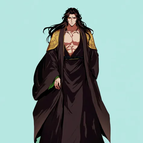 anime character with long hair and cape, handsome guy in demon slayer art, beautiful male god of death, full body wuxia, male vampire of the banu hakim clan, sengoku – art style of the era, Rui Demon Slayer Fanart, loose hair and long clothes, inspired by ...